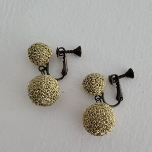ito Clip On Earrings, Handmade in Japan, Gold, Silk